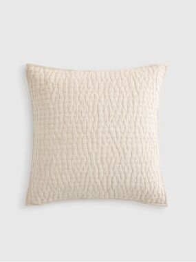 QUINCE European Linen Cotton Stitch Quilted Euro Sham Natural 7564